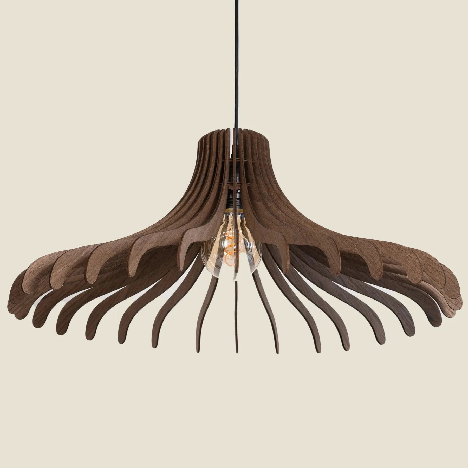 Kanji Lighting - Cairns Design Wooden Pendant Light - bottom view 