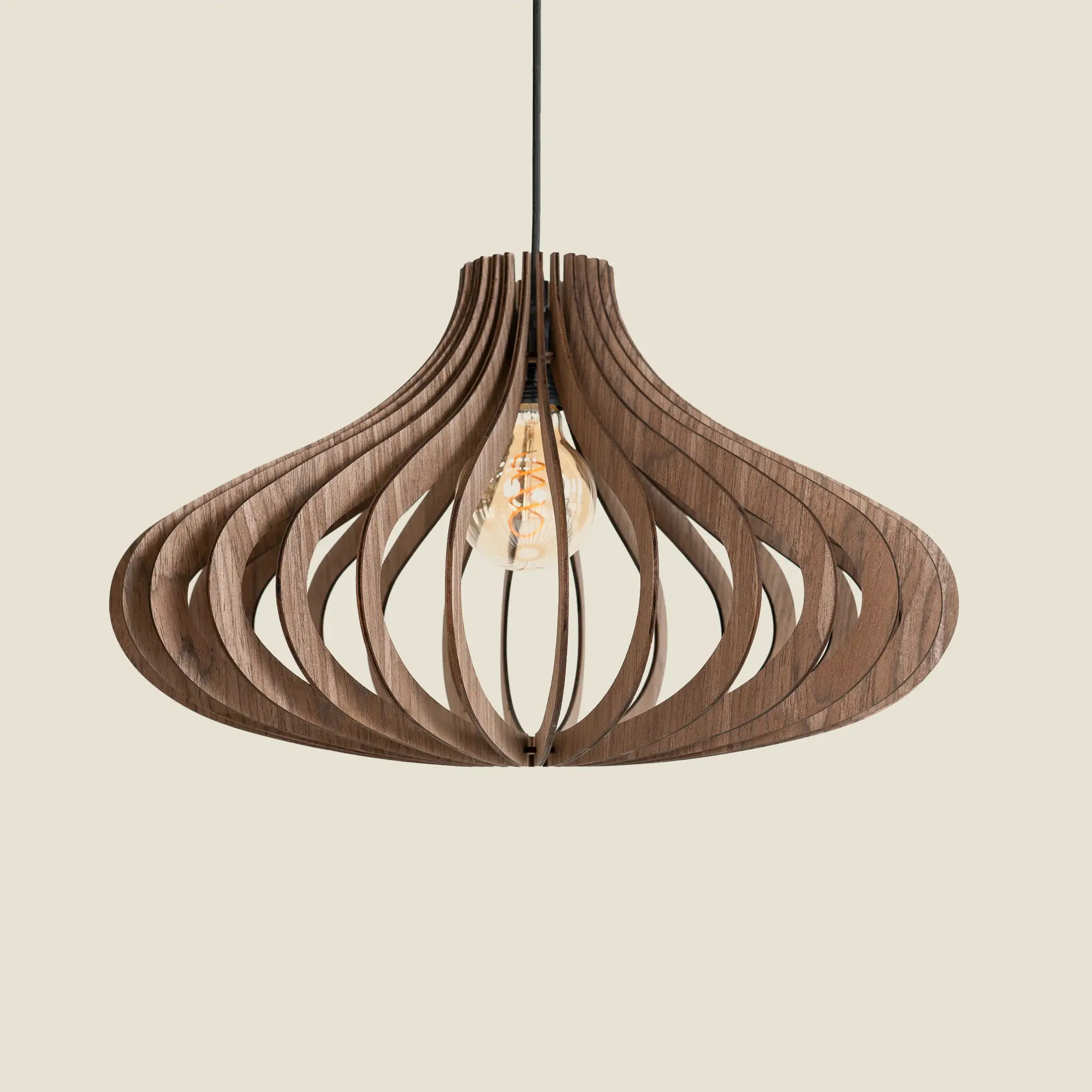 Kanji Lighting - Cooly Design Wooden Pendant Light side view 