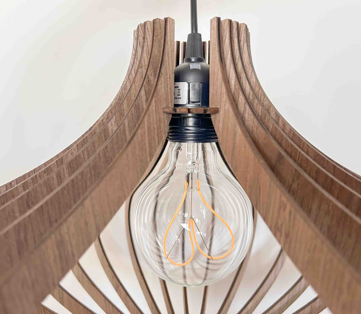 Photo showing how to attach the bulb holder to the lamp shade