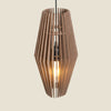 Torquay Design Wooden Pendant light top view, light on - Kanji Lighting